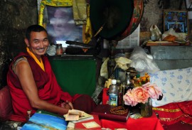 Morning puja. Spituk Gonpa. Kali Temple.17 September 2012 year.