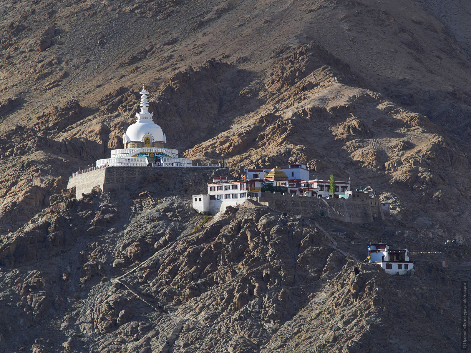 Buddhist stupa of the World, Shanti Stupa, Leh. Phototour Incredible Himalayas-2: Tsam dance at Tiksei monastery + Tso Moriri lake, Ladakh, Tibet, 11.11.-20.11.2020.