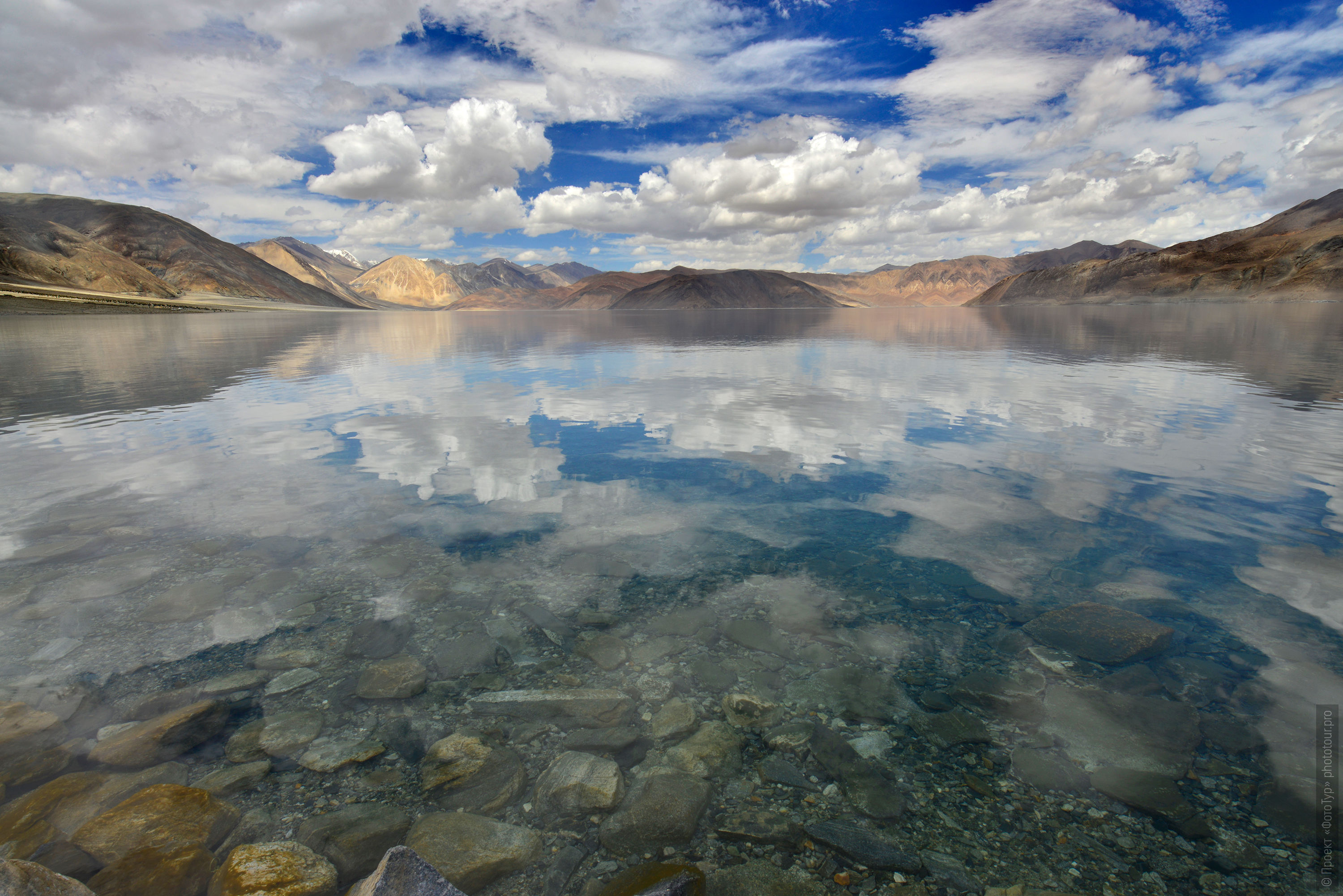 Photo of alpine lake Pangong Tso, Ladakh. Expedition Tibet Lake-2: Pangong, Tso Moriri, Tso Kar, Tso Startsapak, Leh-Manali highway.