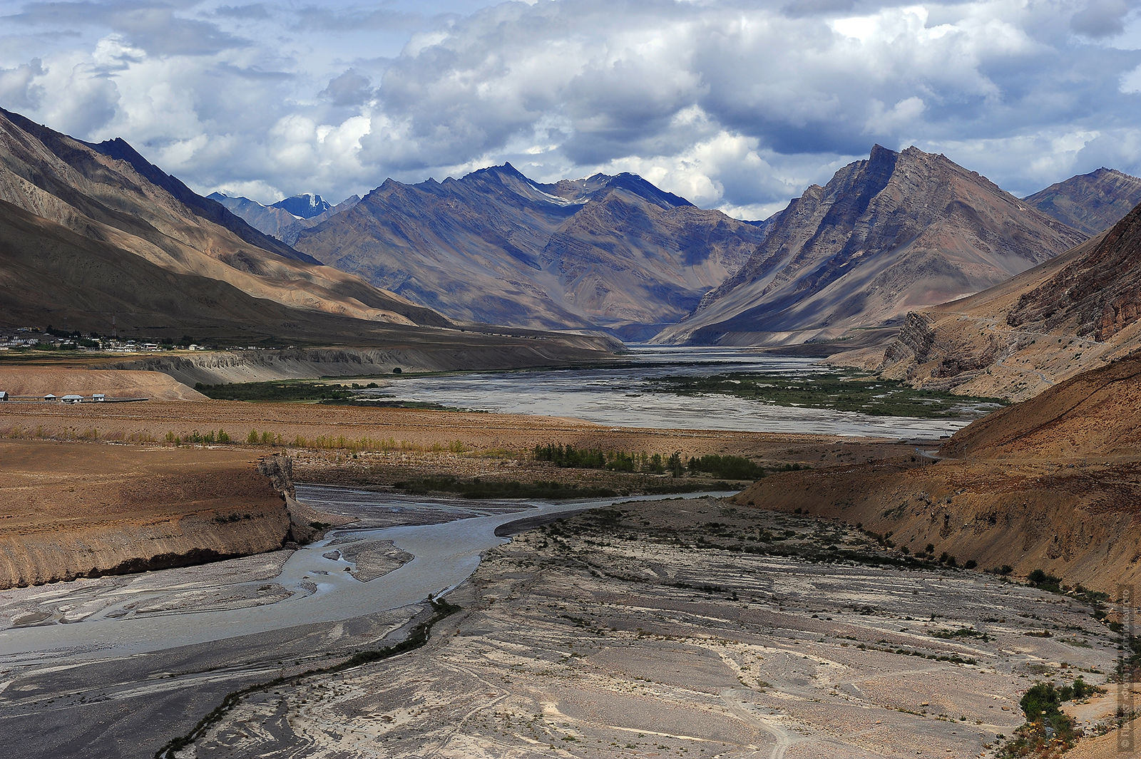 The landscape of Spiti valley from the village Cosa. Photo Tour of the valley of Spiti, Little Tibet, August 2017.