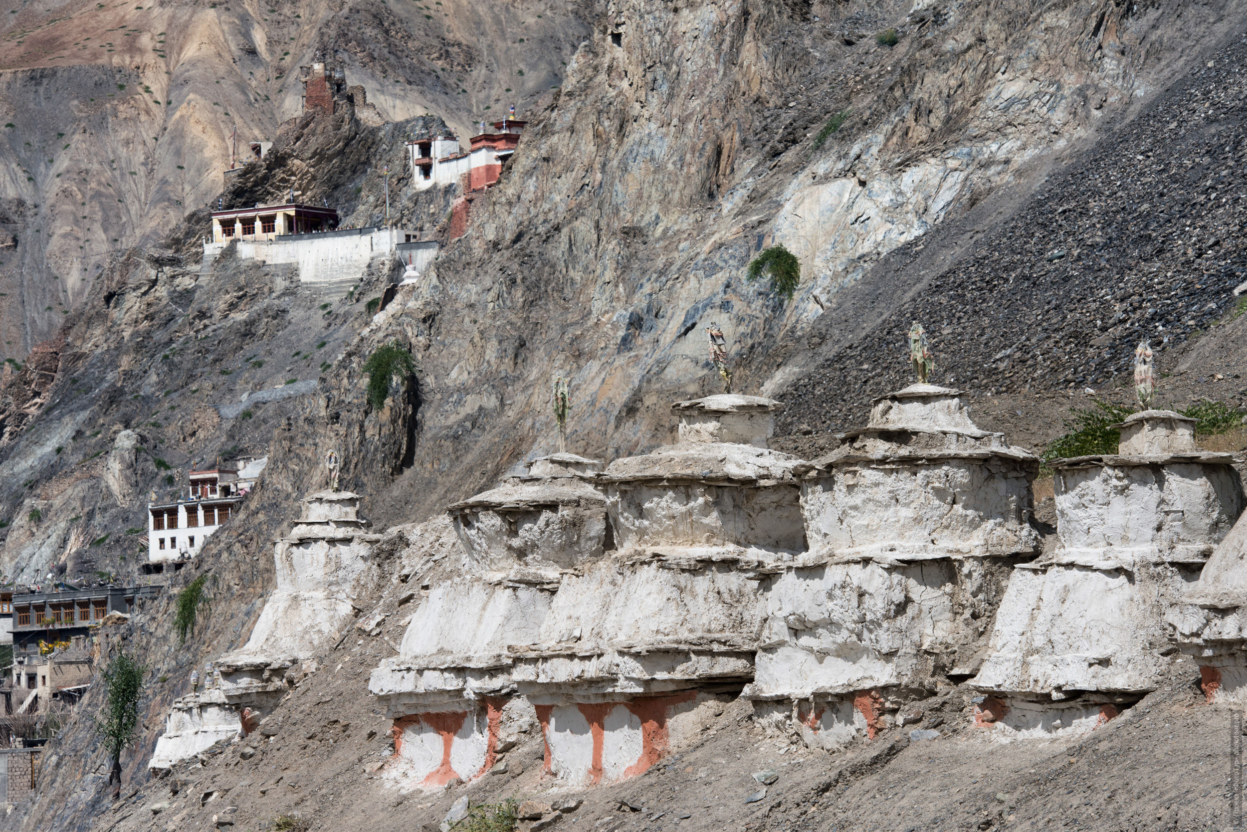 Buddhist monastery of Van La Gonpa. Tour Tibet Lakeside Advertising: Alpine lakes, geyser valley, Lamayuru, Colored Mountains, 01 - 10.09. 2023 year.